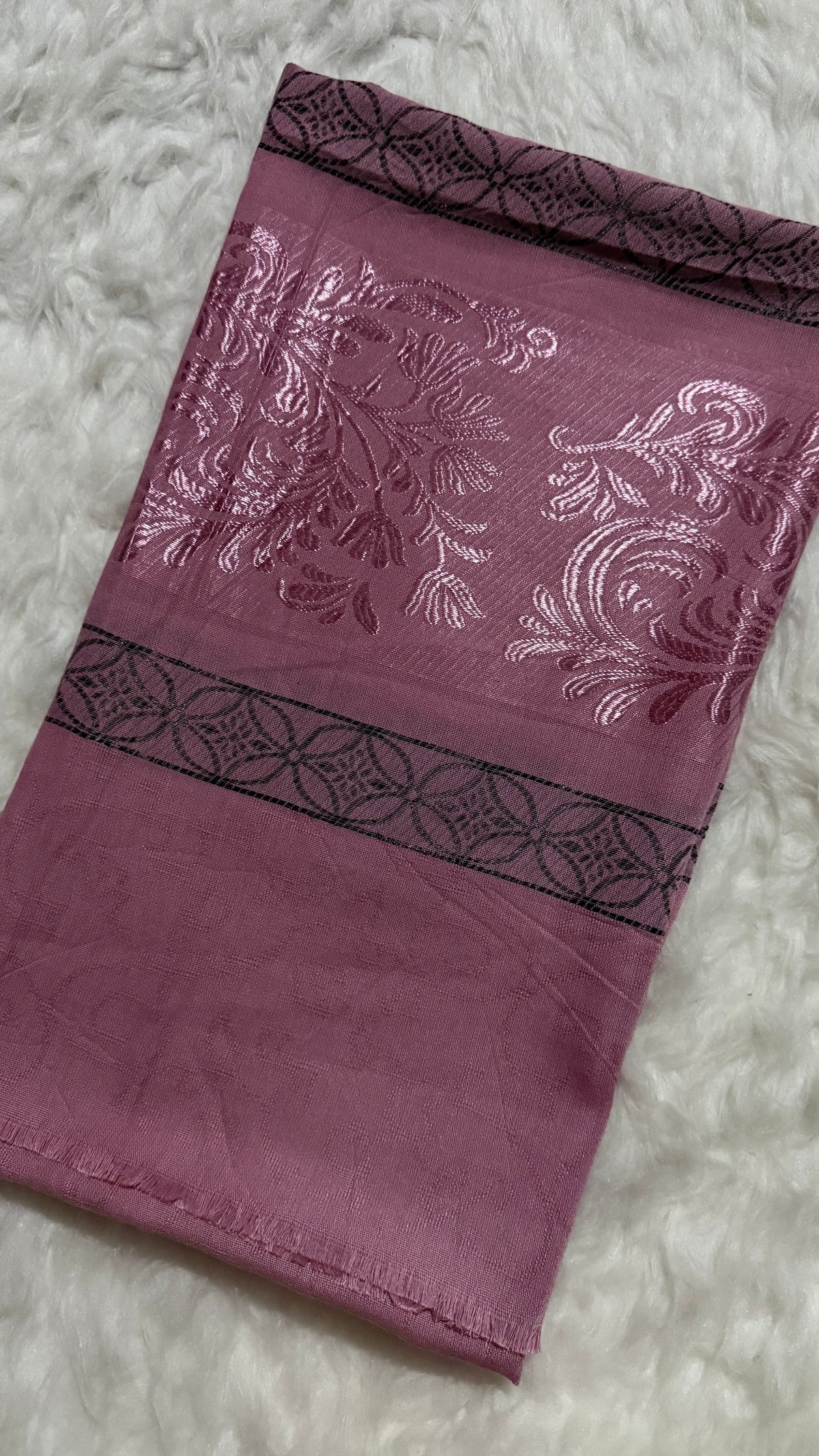 Lawn Jacquard Border | Mauve Pink