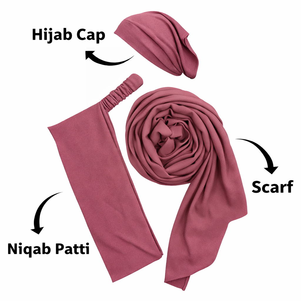 3-in-1 Hijab Essential Set | Rosewood