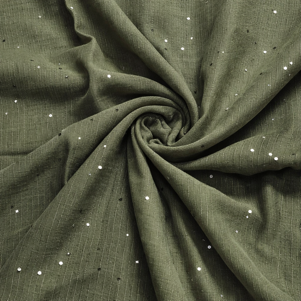 Lawn Full Sequins Hijab | Olive Green