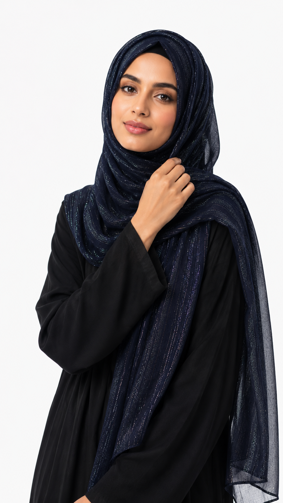 Lawn Zari Hijabs | Dark Blue