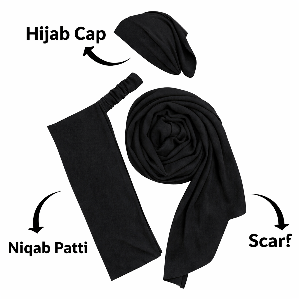 3-in-1 Hijab Essential Set | Black