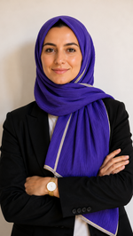 Soft Crinkle Lawn Hijab with Borders | Bright Purple
