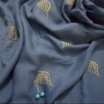 Feather Embroidered - Blue