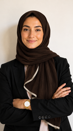 Soft Crinkle Lawn Hijab with Borders | Espresso Brown