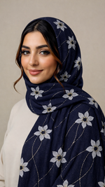 Threaded Lawn Floral Hijab | Floral | Purple