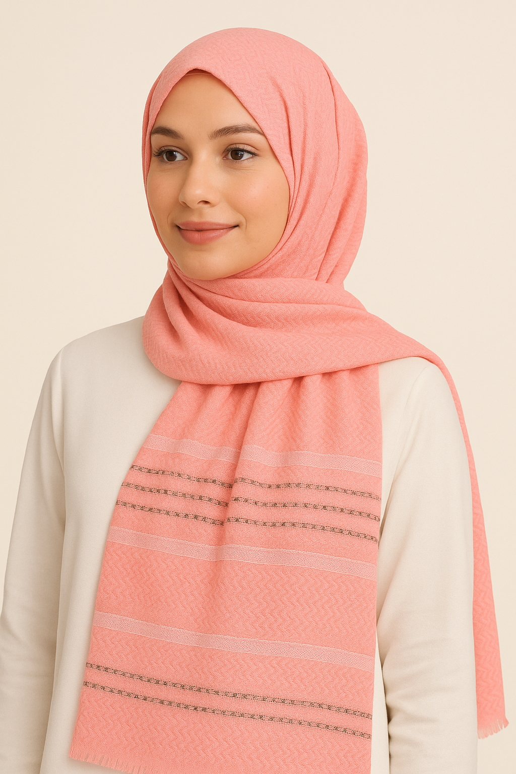 Textured Metallic Stripe - Soft Pink