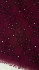 Lawn Block Print Hijab | Floral | Plum Wine