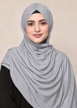 Criss Cross Bamboo Jersey Hijab | Silver Grey