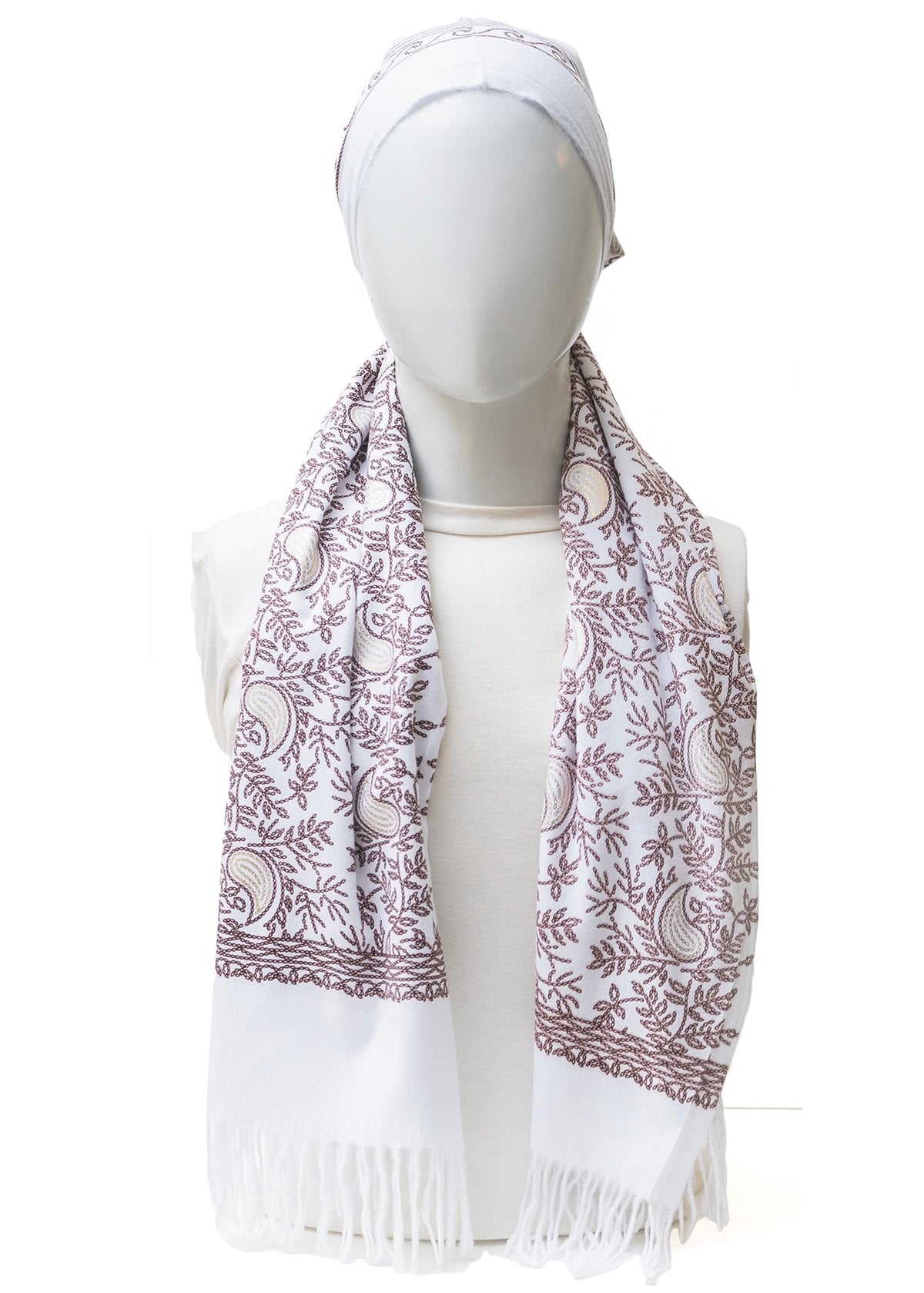 Classic Kashmiri Wrap | Ivory Pearl