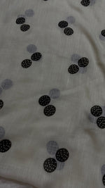 Lawn Block Print Hijab | Shinny Circles | Cream White