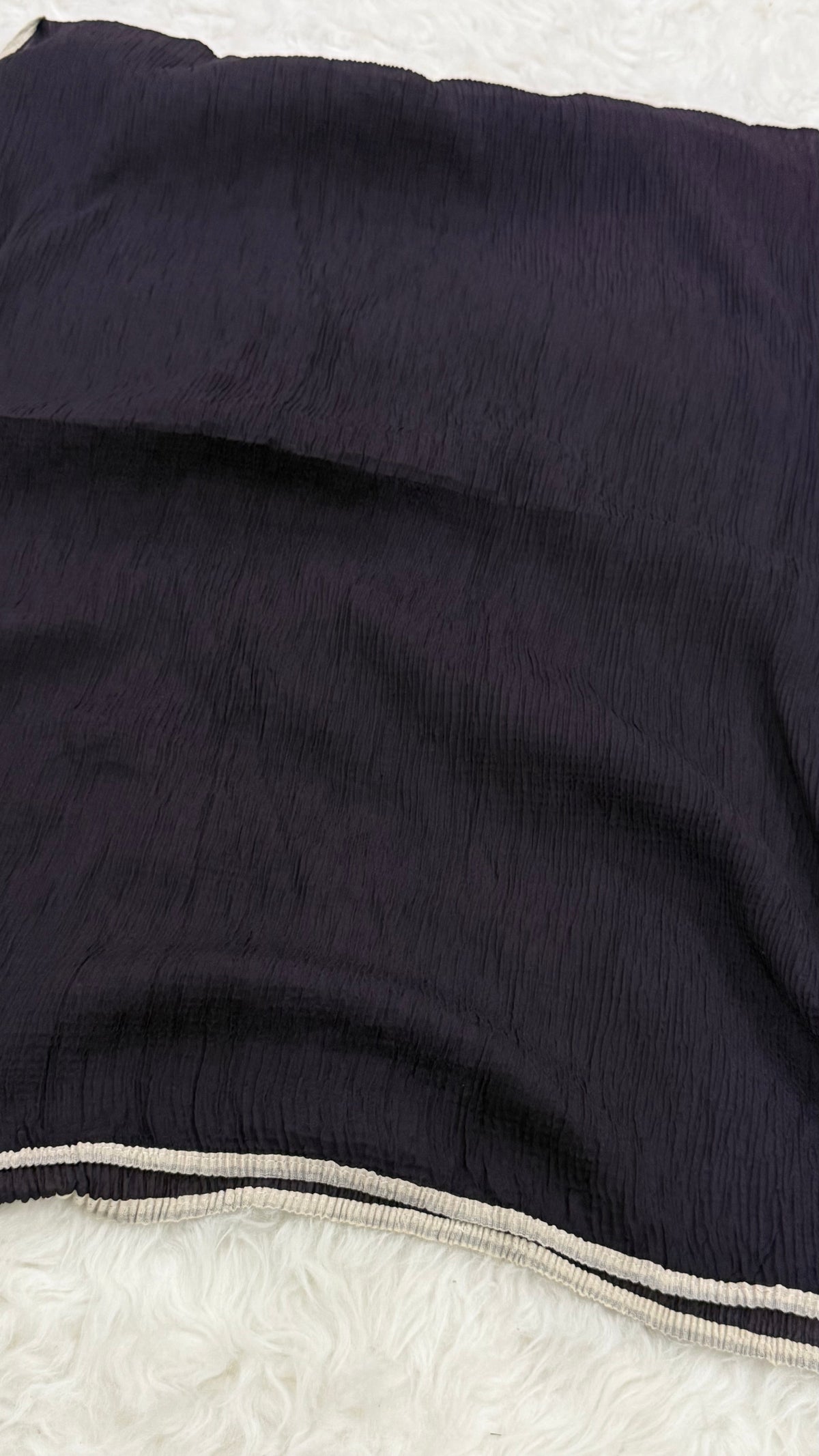Soft Crinkle Lawn Hijab with Borders | Dark Mauve