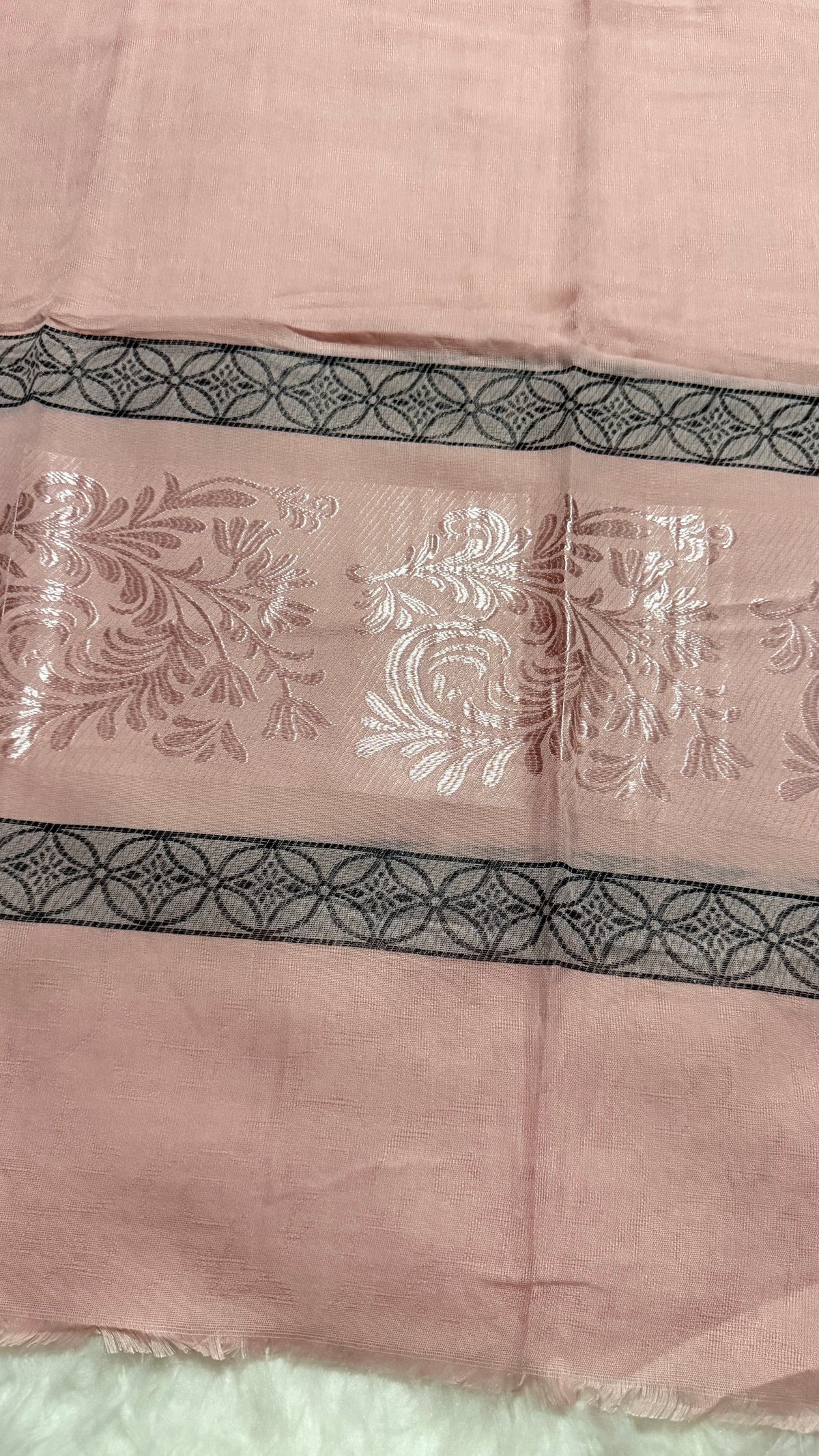 Lawn Jacquard Border | Baby Pink