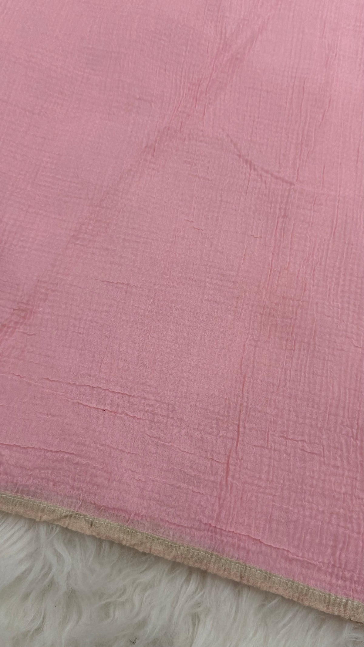 Soft Crinkle Lawn Hijab with Borders| Blush Pink