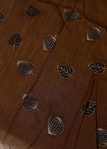 Lawn Block Print Hijab | Shiny Leaf | Dark Brown