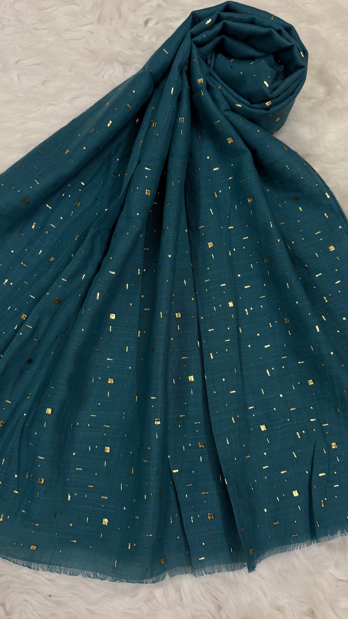 Lawn Foil Spread Hijab | Teal Blue