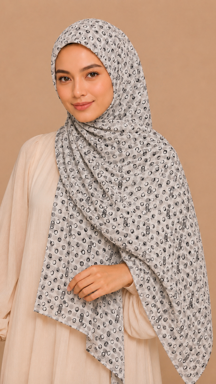 White Dots | Lawn Printed Hijab