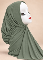 Button Up Bamboo Jersey Hijab | Sage Olive
