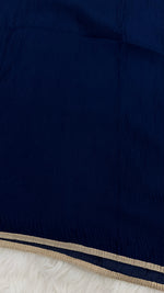 Soft Crinkle Lawn Hijab with Borders | Royal Navy