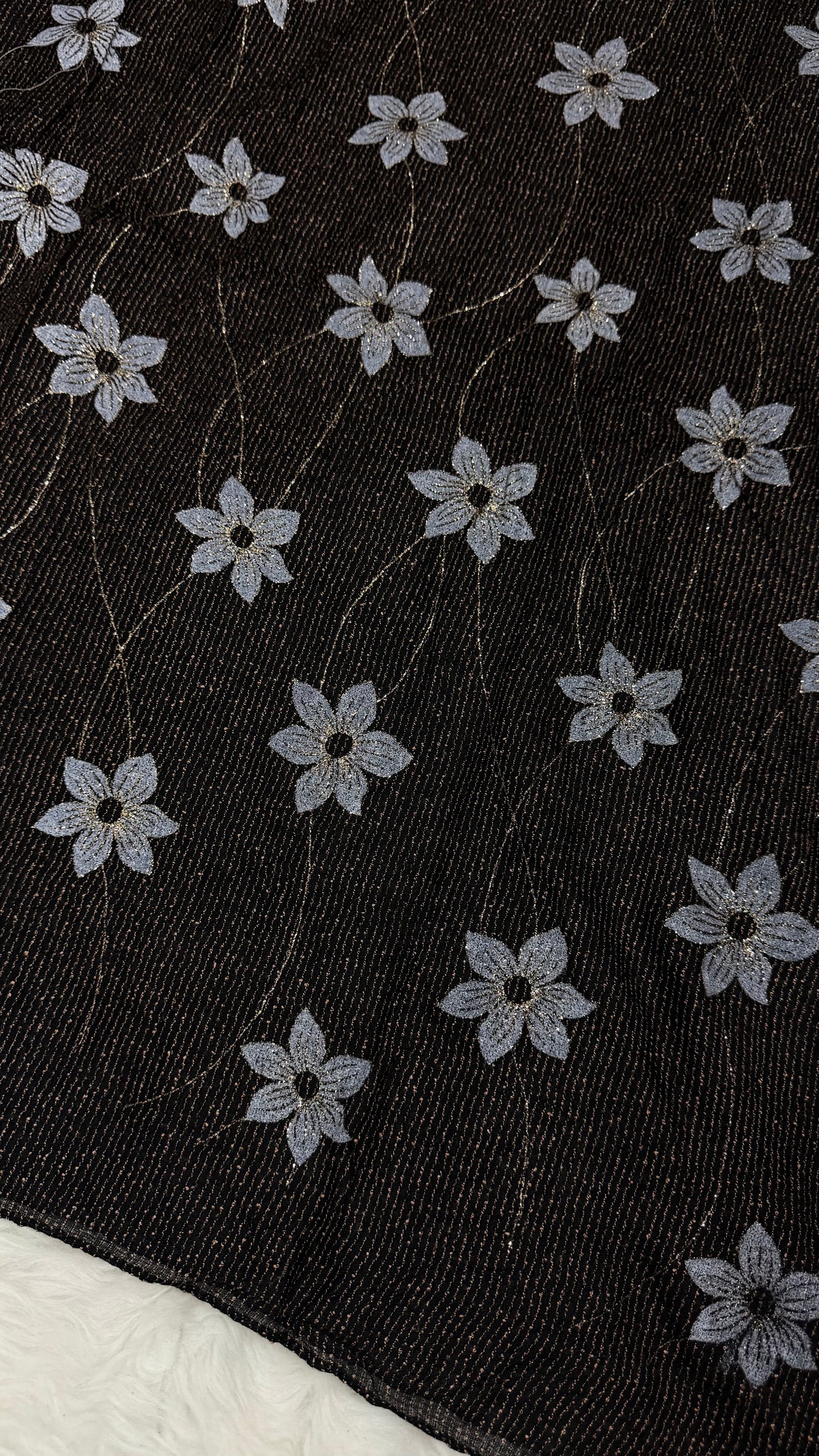 Threaded Lawn Floral Hijab | Floral | Classic Black