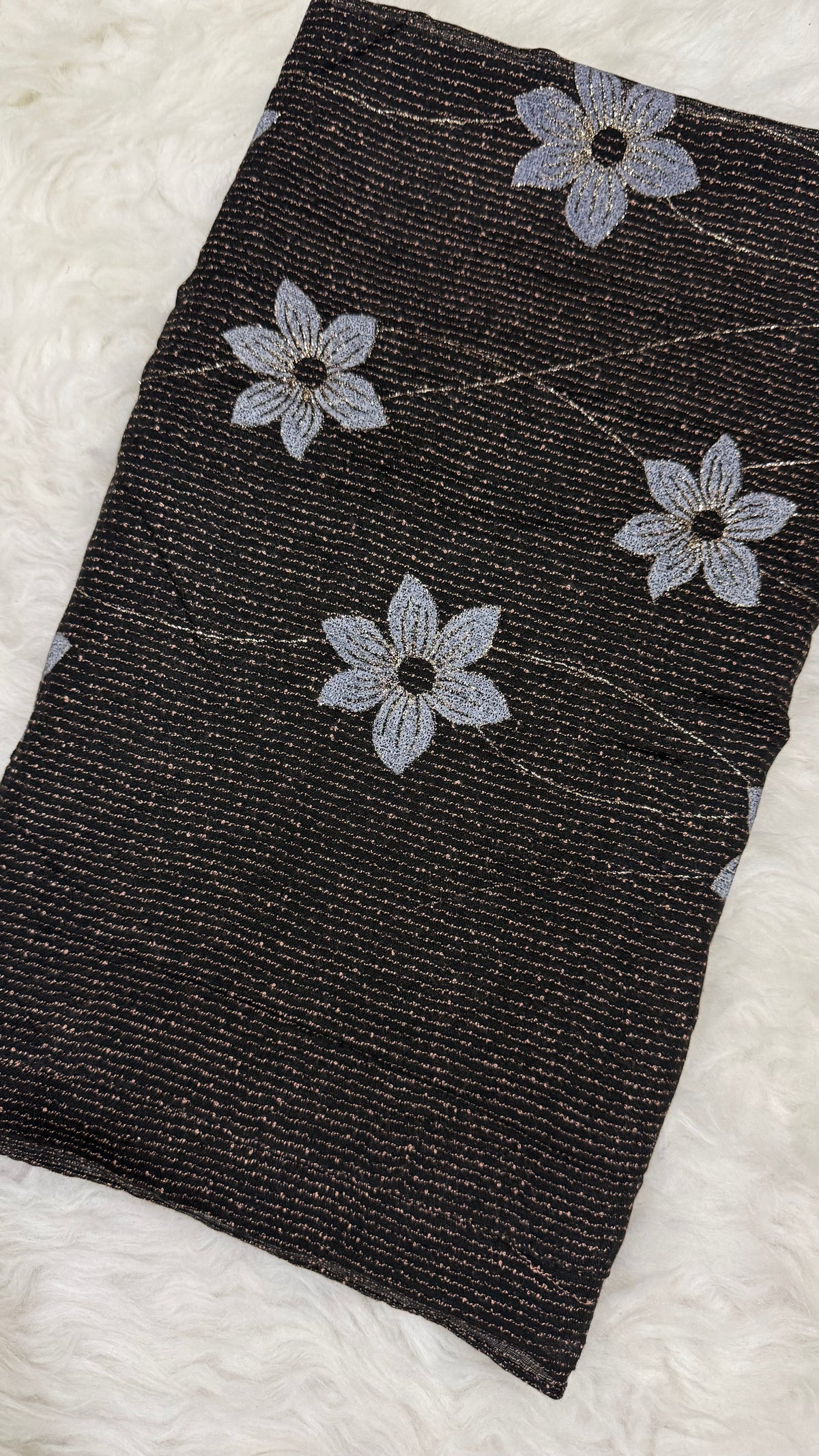 Threaded Lawn Floral Hijab | Floral | Classic Black