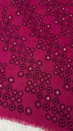 Lawn Block Print Hijab | Floral | Berry Fuchsia