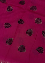 Lawn Block Print Hijab | Shiny Leaf | Fuchsia Pink