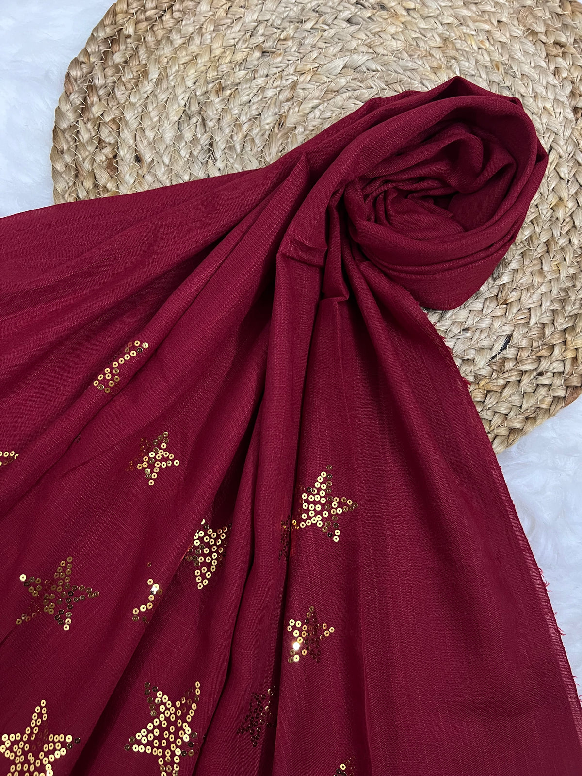 Starry Shine Hijab –Maroon Glow