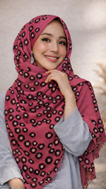 Lawn Block Print Hijab | Floral | Coral Bloom