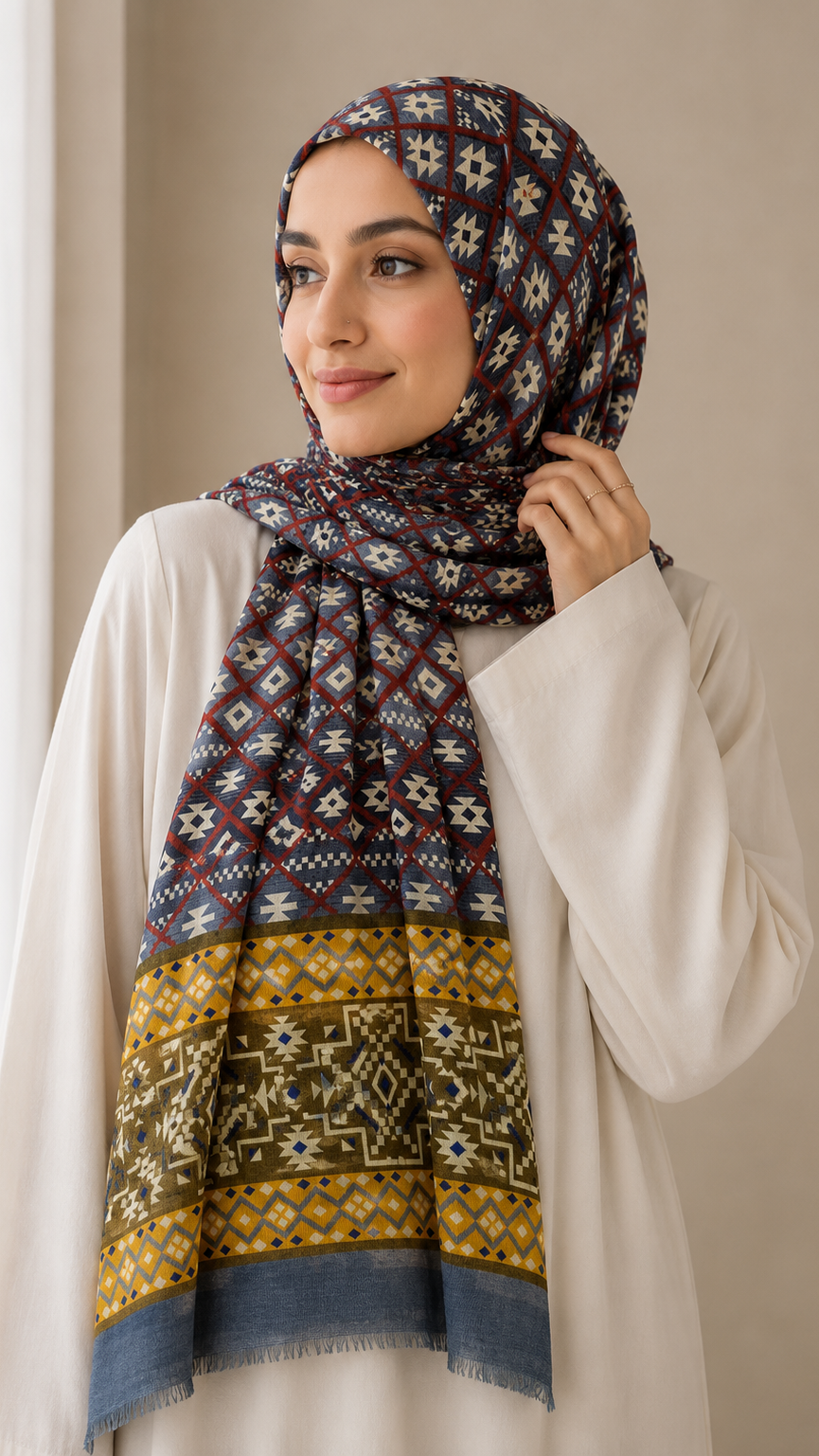 Tribal Mustard | Lawn Printed Hijab
