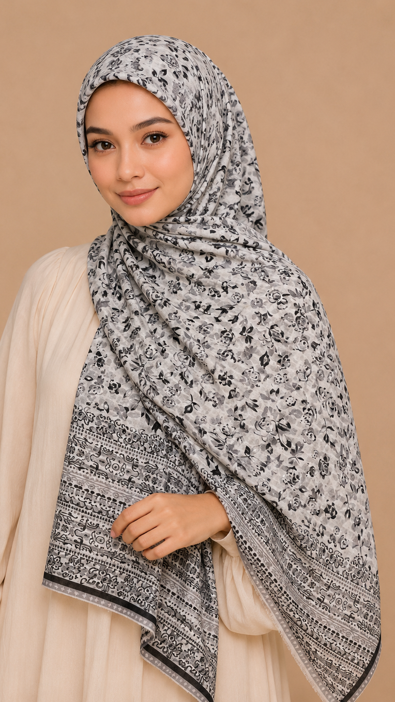 Noir Bloom| Lawn Printed Hijab