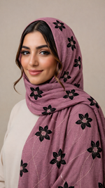 Threaded Lawn Floral Hijab | Floral | Mauve Pink