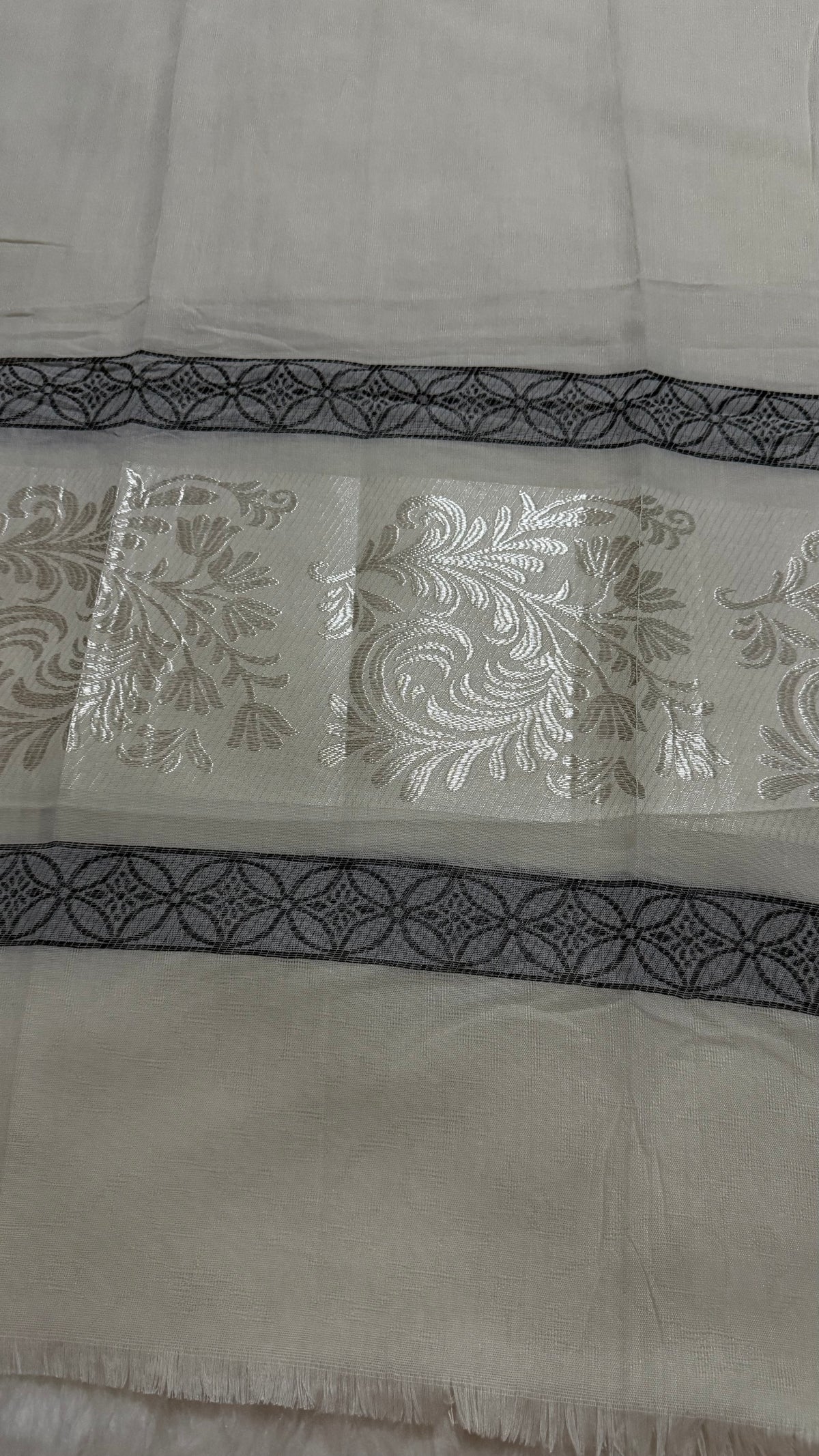 Lawn Jacquard Border | Cream White