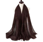 Lawn Sequins Border Hijab | Dark Brown