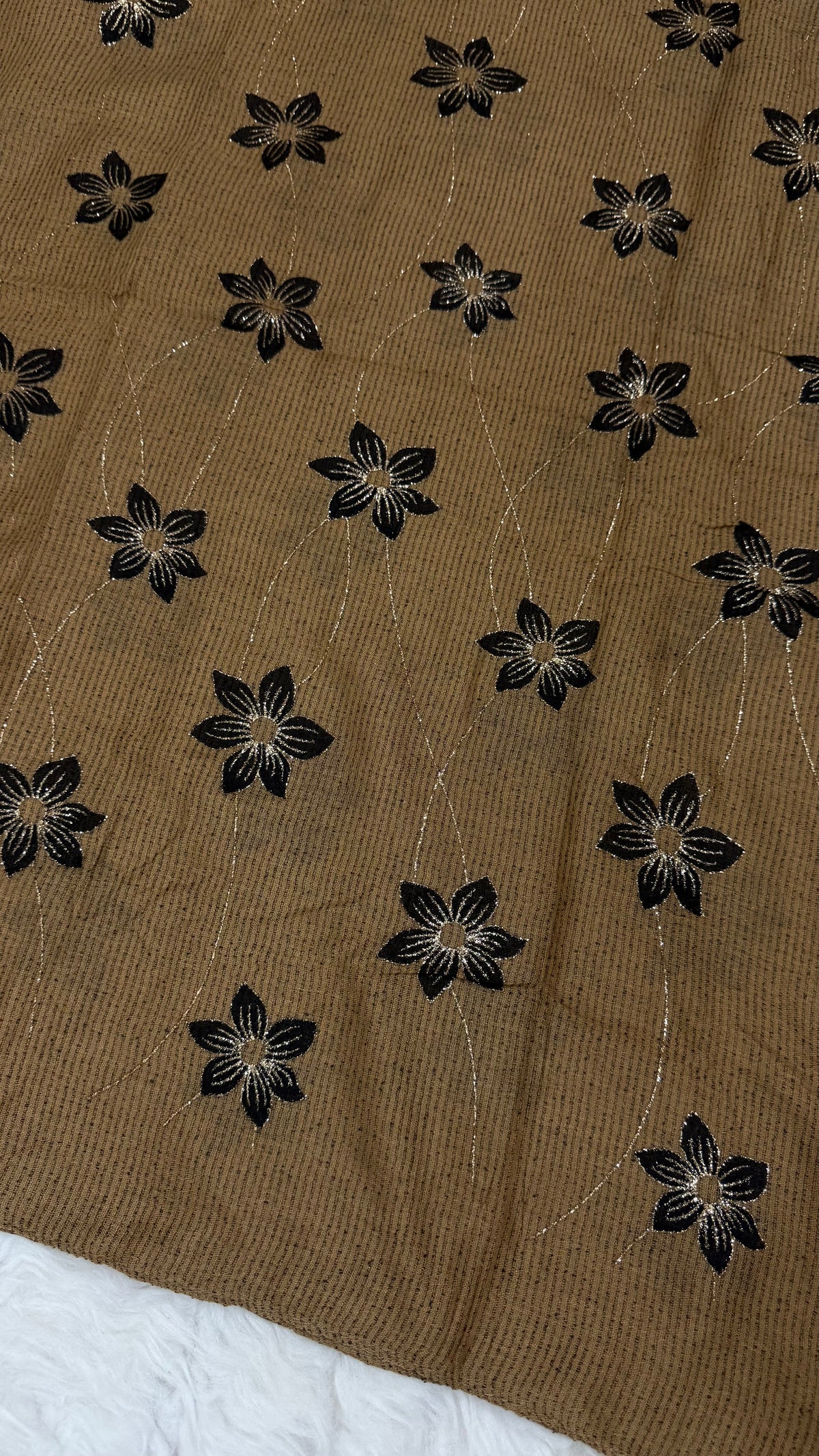 Threaded Lawn Floral Hijab | Floral | Brown