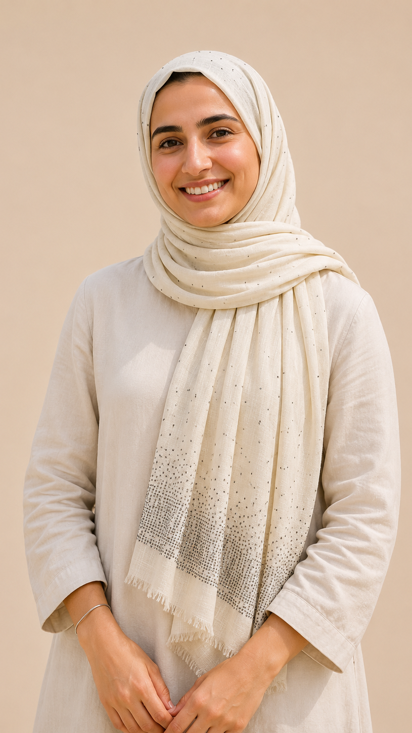 Lawn Stone Drop Hijab | Cream White