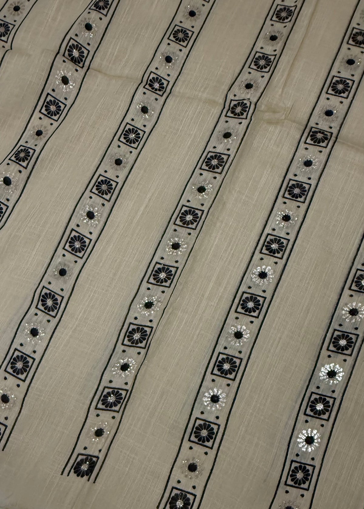 Lawn Block Print Hijab | Stripes | Beige