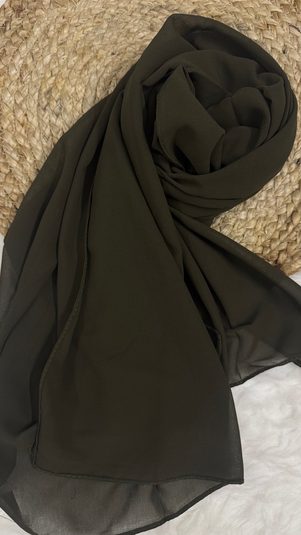 Imported Georgette | Dark Olive Green