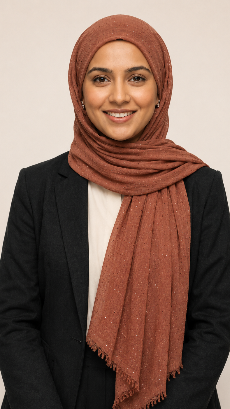 Lawn Dotted Stones Hijab | Rust