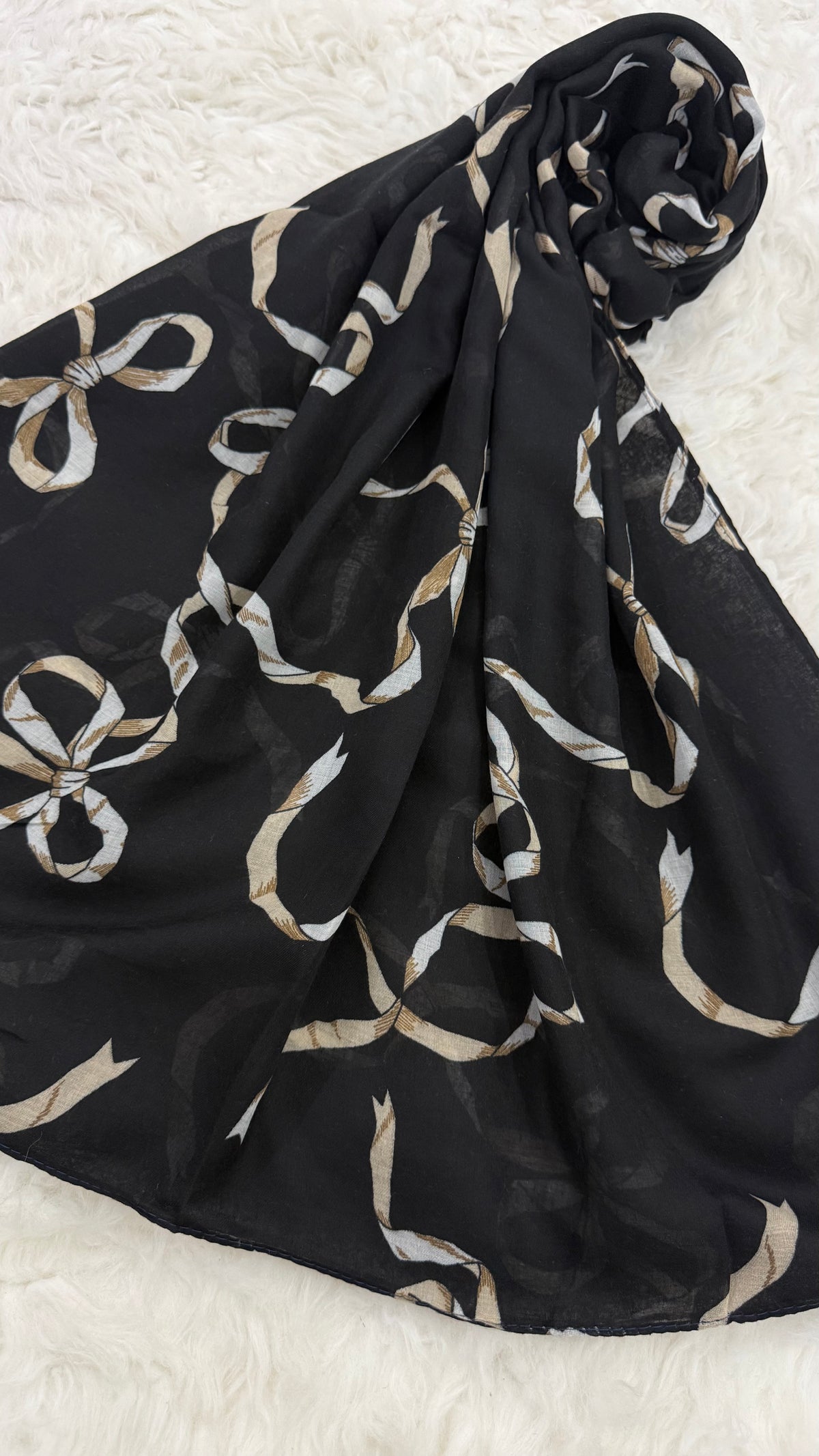 Noir Ribbon | Lawn Printed Hijab
