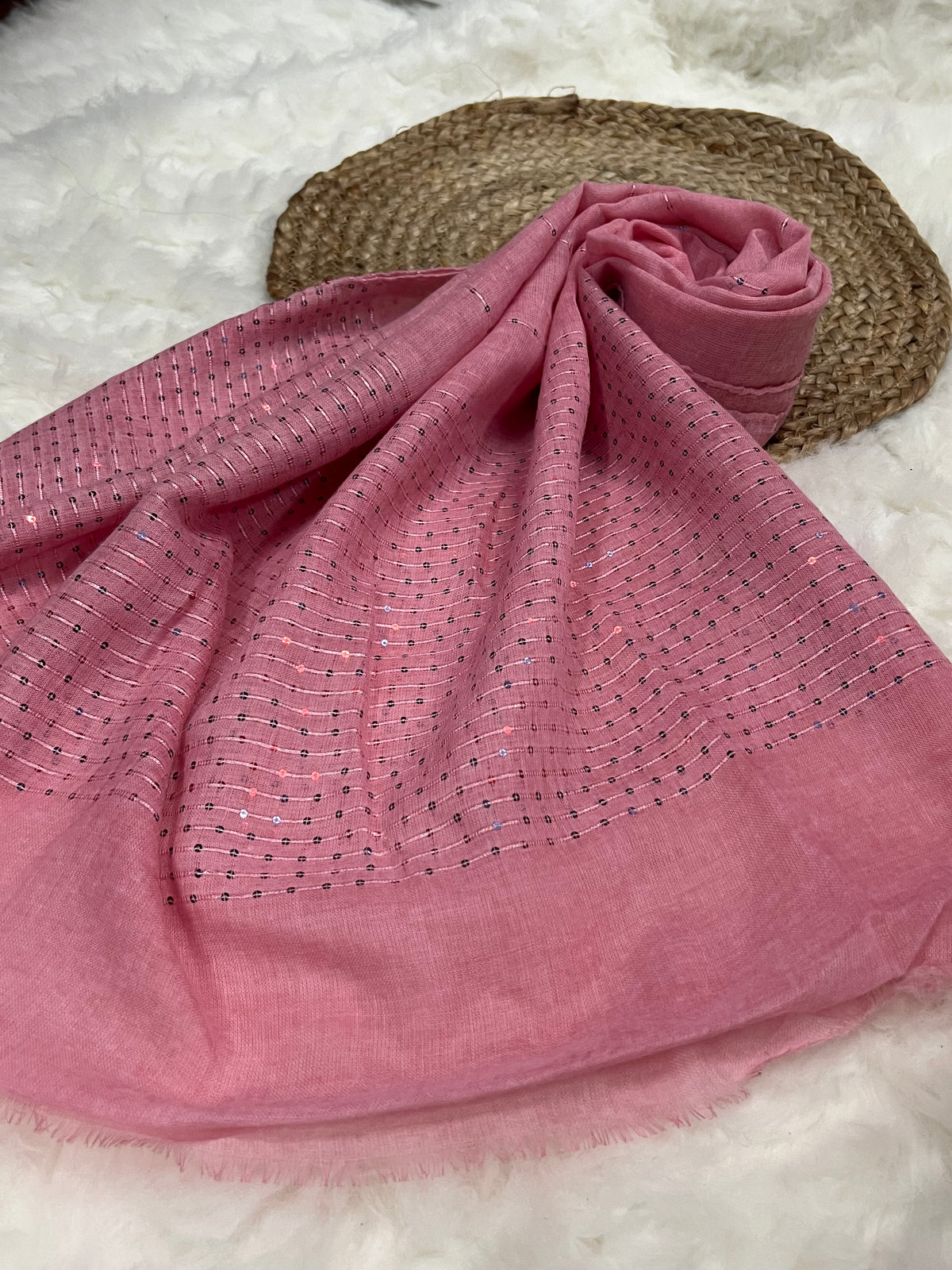 Rose Pink Sequins Border