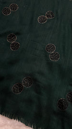 Lawn Block Print Hijab | Shinny Circles | Dark Green