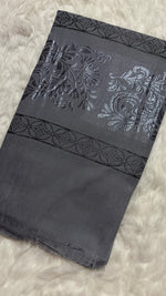 Lawn Jacquard Border | Silver Grey