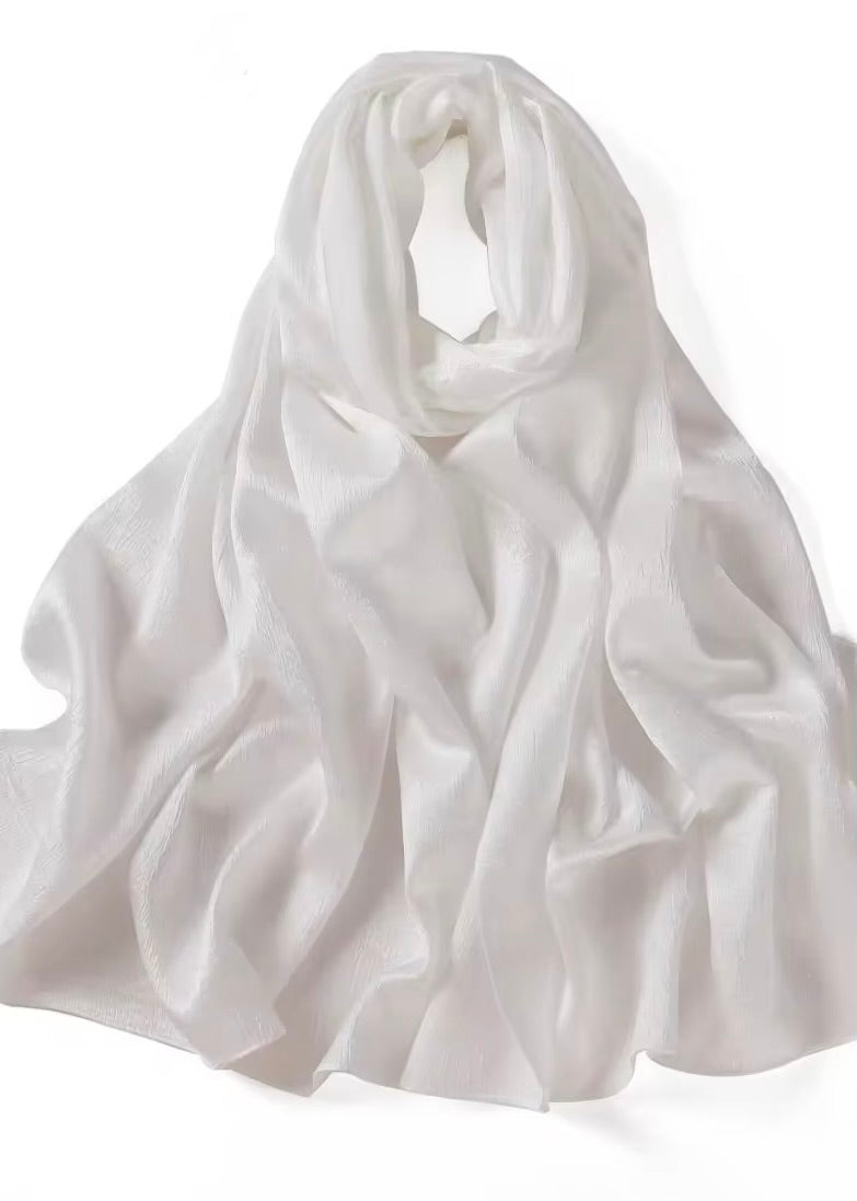 Crushed Velvet Silk Hijabs | Pearl White