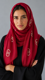 Lawn Ringset Embroidered Hijabs (XL) | Red