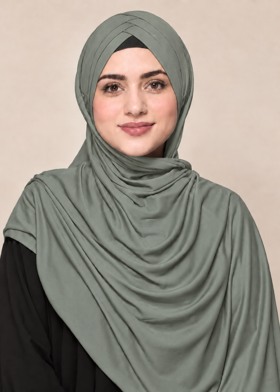 Criss Cross Bamboo Jersey Hijab | Sage Olive