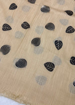 Lawn Block Print Hijab | Shiny Leaf | Beige