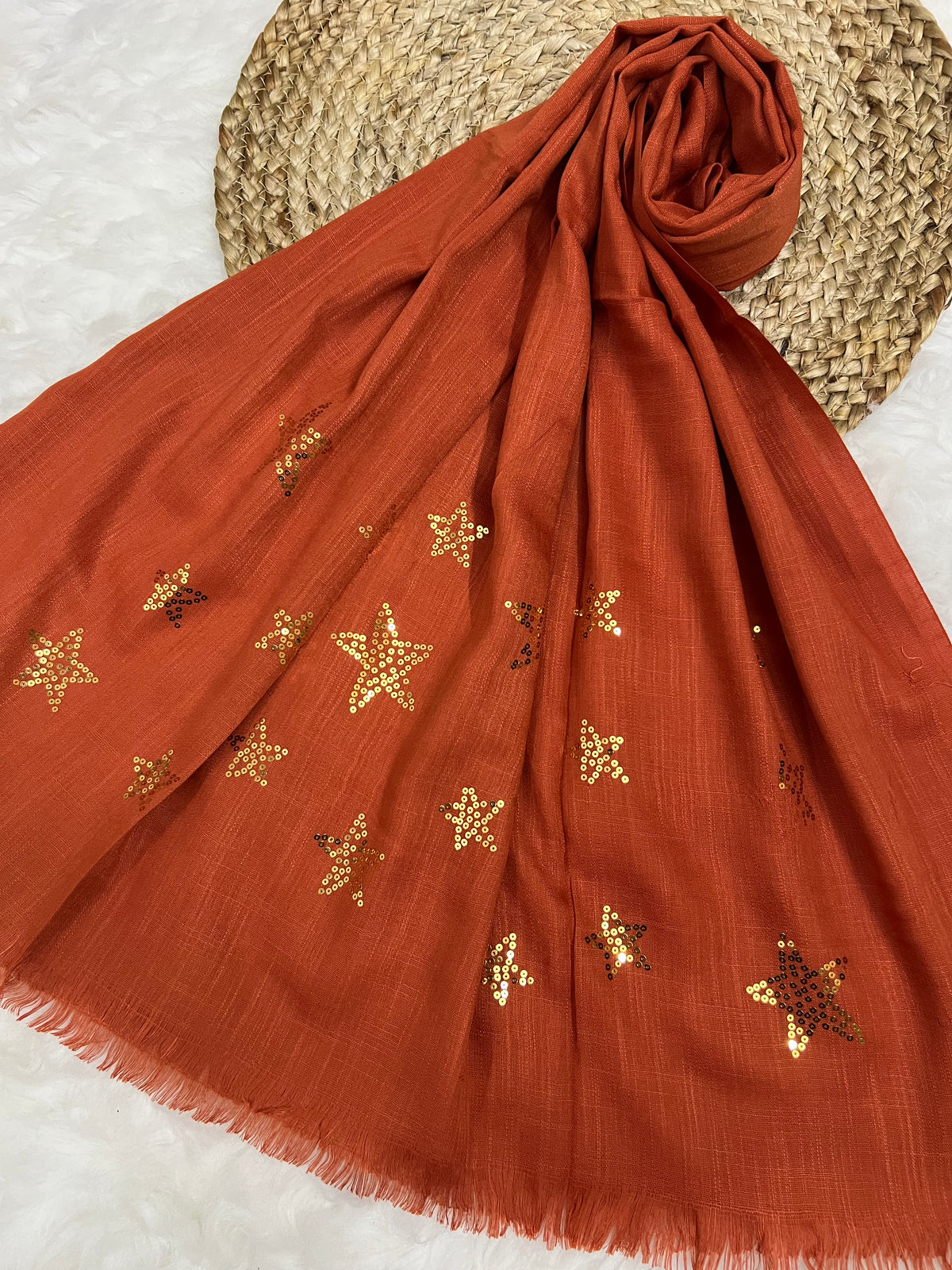 Starry Shine Hijab –Rust Copper