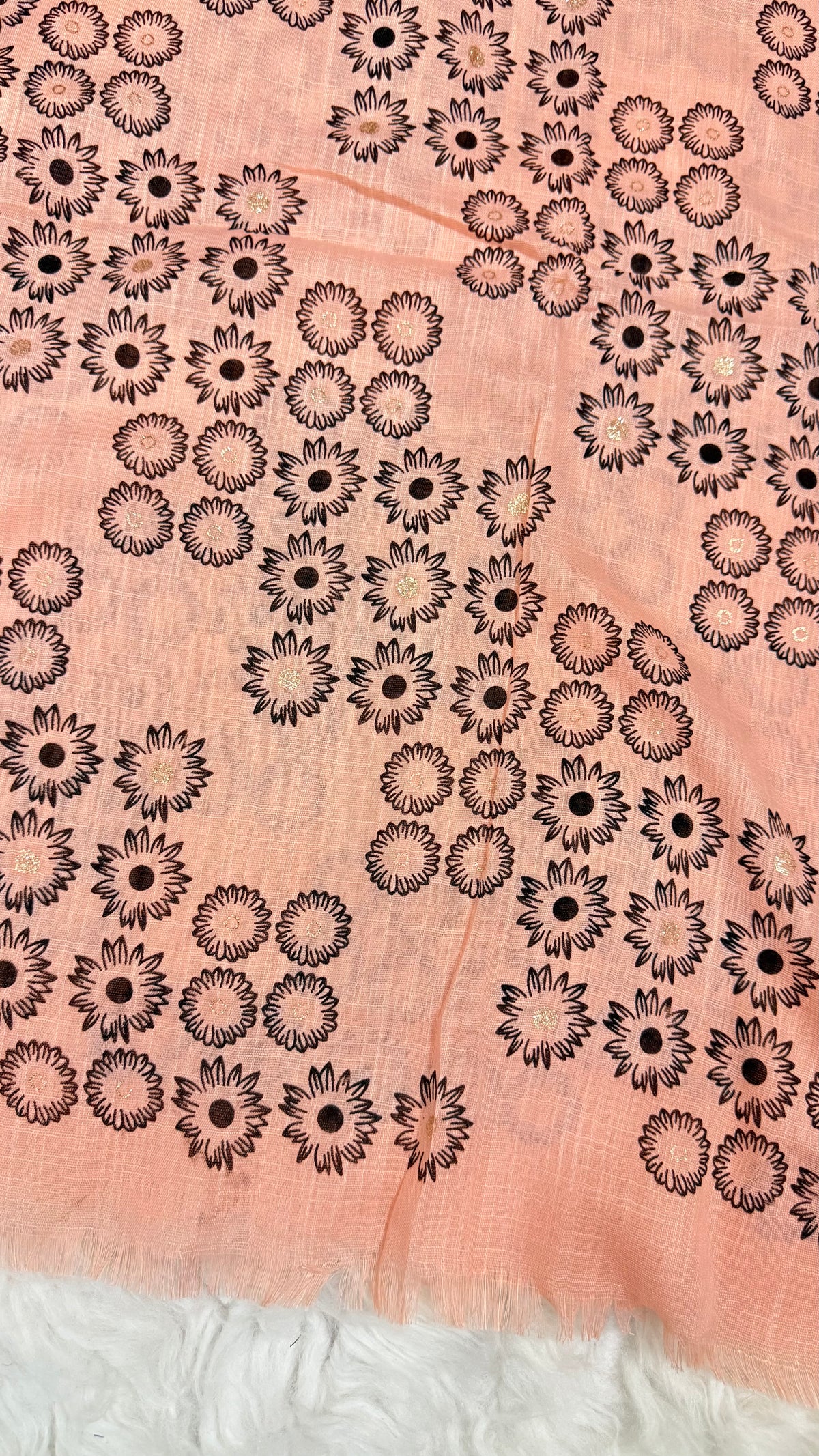 Lawn Block Print Hijab | Floral | Peech