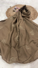 Feather Embroidered - Brown