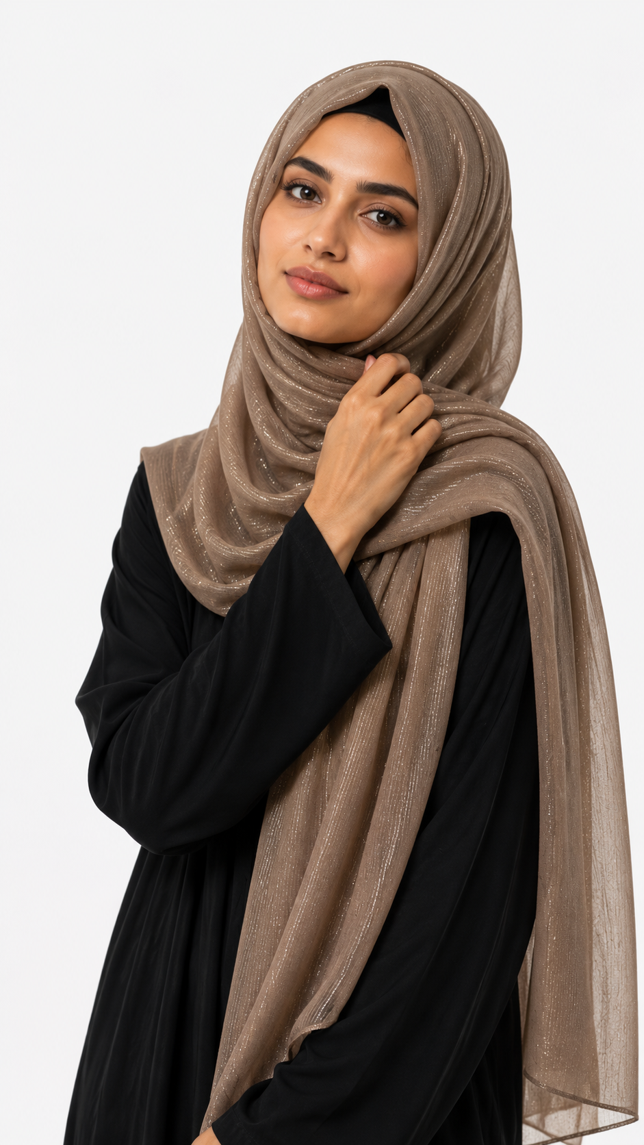 Lawn Zari Hijabs | Mocha Brown